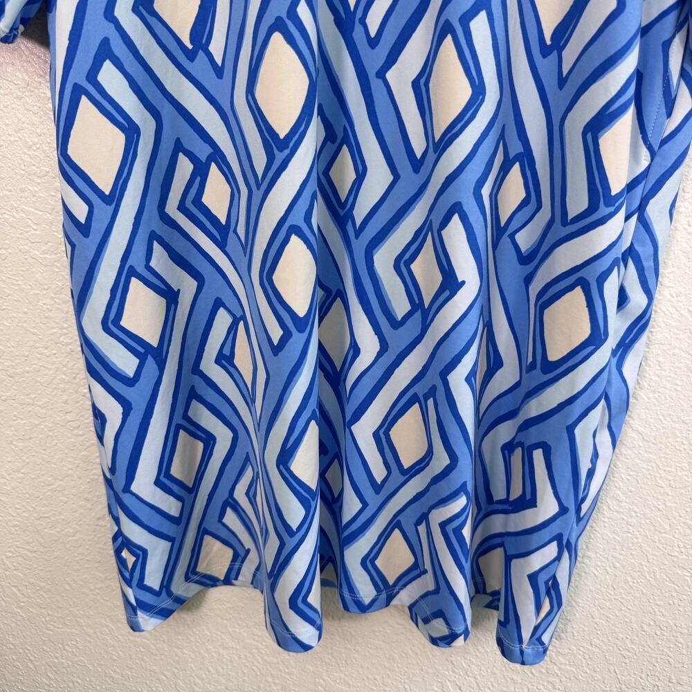 J. McLaughlin Emer Vilhada Dress Womens Large Blue Souk Geo Shift 3/4 Sleeve NEW - Picture 6 of 11